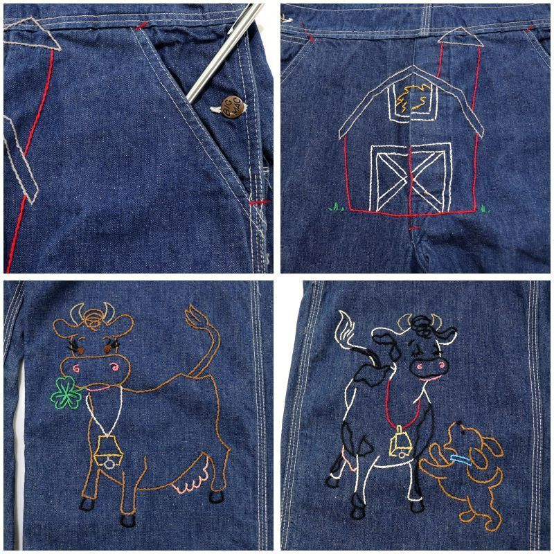 70s vintage BIGMAC 刺繍 ヒッピー デニム オーバーオール メンズ M
