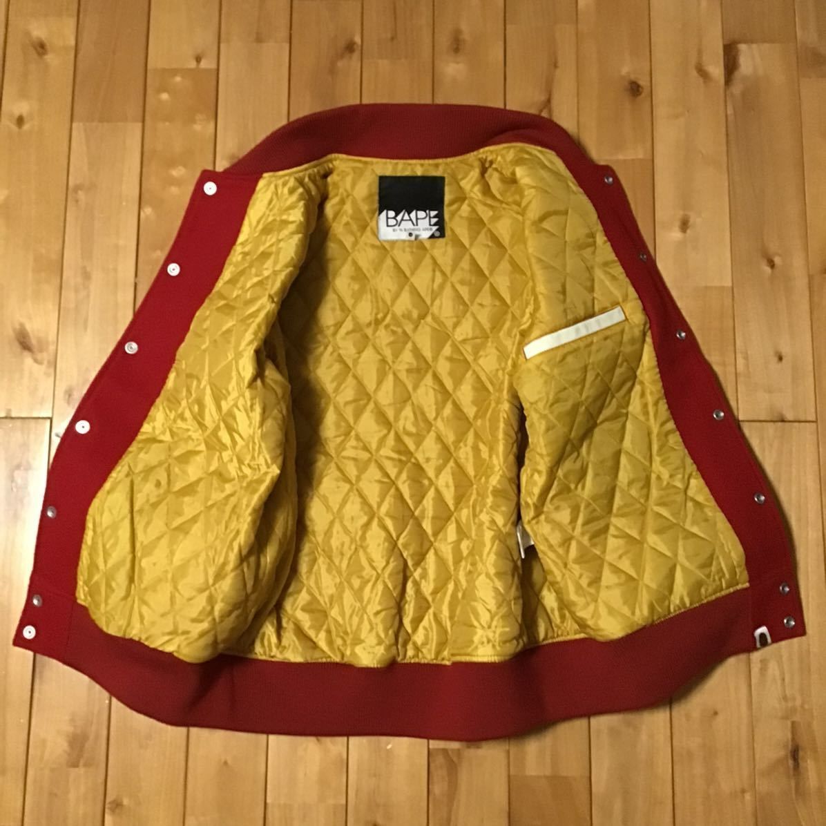 ☆NFS限定☆ 袖レザー BAPE STA LOGO varsity jacket Lサイズ a