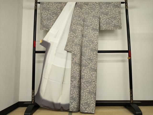 平和屋着物○石川県指定無形文化財 牛首紬 白山工房 手織り 花