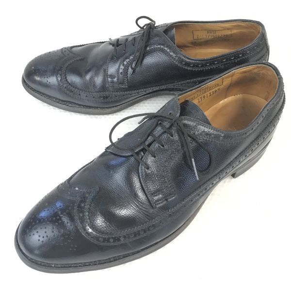 70s-80s/ビンテージ/ANSI Z41.1/1972/75★アイアン エイジ/Iron Age★本革/スチールトゥ/ウイングチップ【10/27.5-28.0/黒/BLACK】◆bi-145