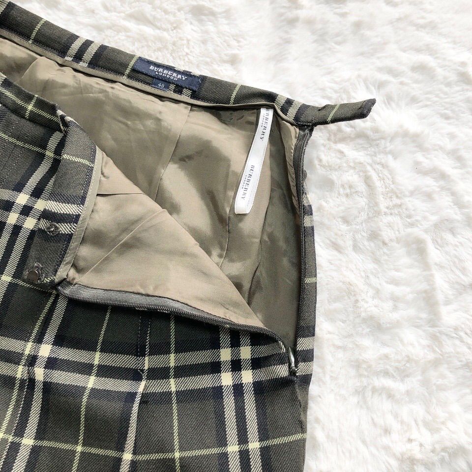 BURBERRY LONDON バーバリーロンドン 大きいサイズ42 ノバチェック柄スカート グリーン系 ロング SIROKUMA-CORPORATION_COM