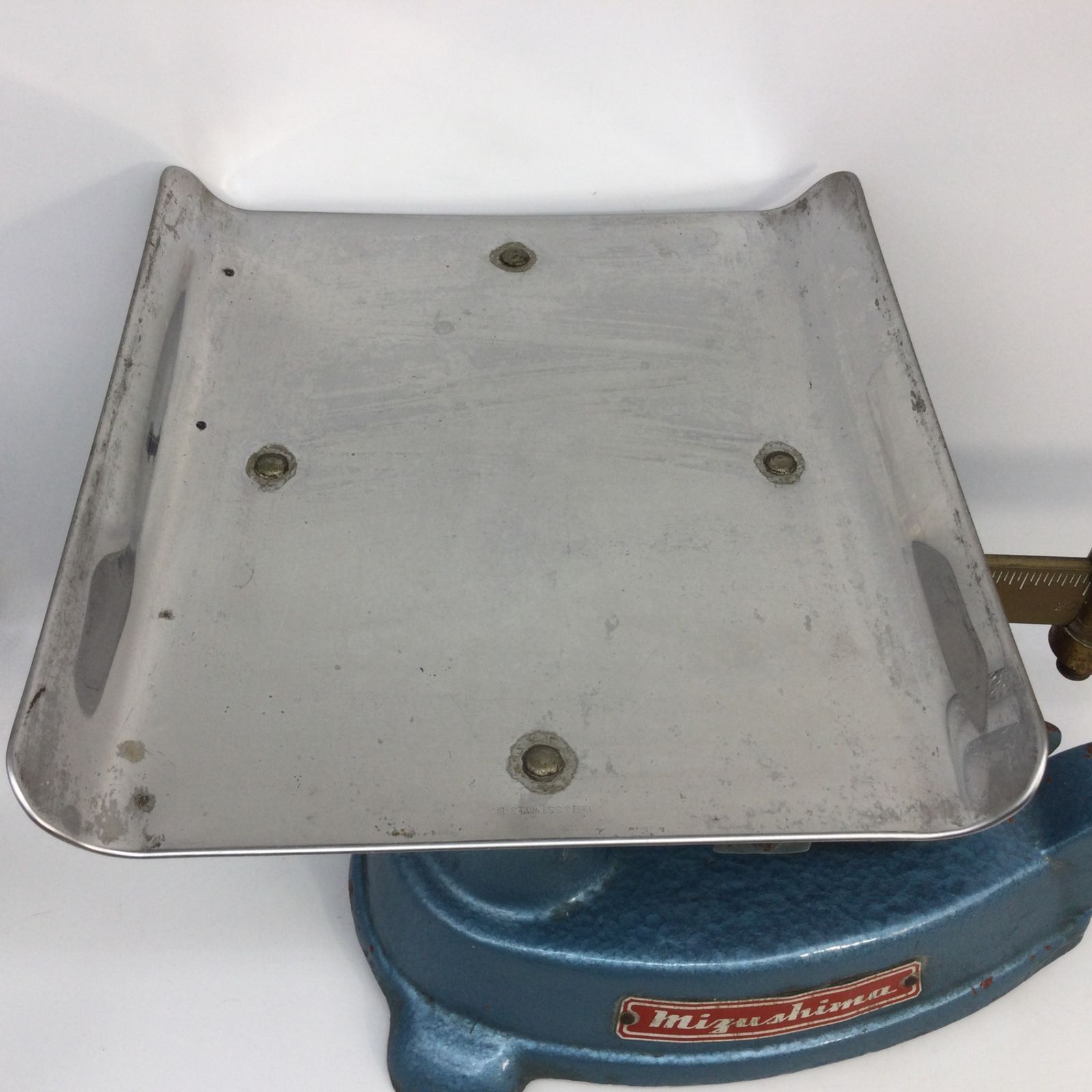 5396 【昭和レトロ】MIZUSHIMA 上皿桿秤 さおはかり 錘付き 上皿天秤