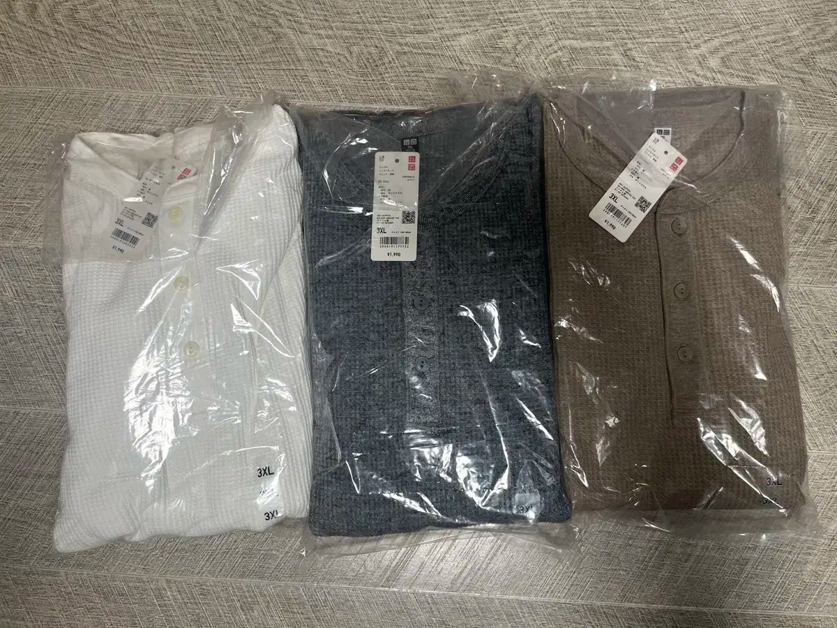 【雷市場（ポンジャン）商品韓国直送】 UNIQLO(ユニクロ) ワッフル ヘンリーネック 長袖 3XL 1個あたり