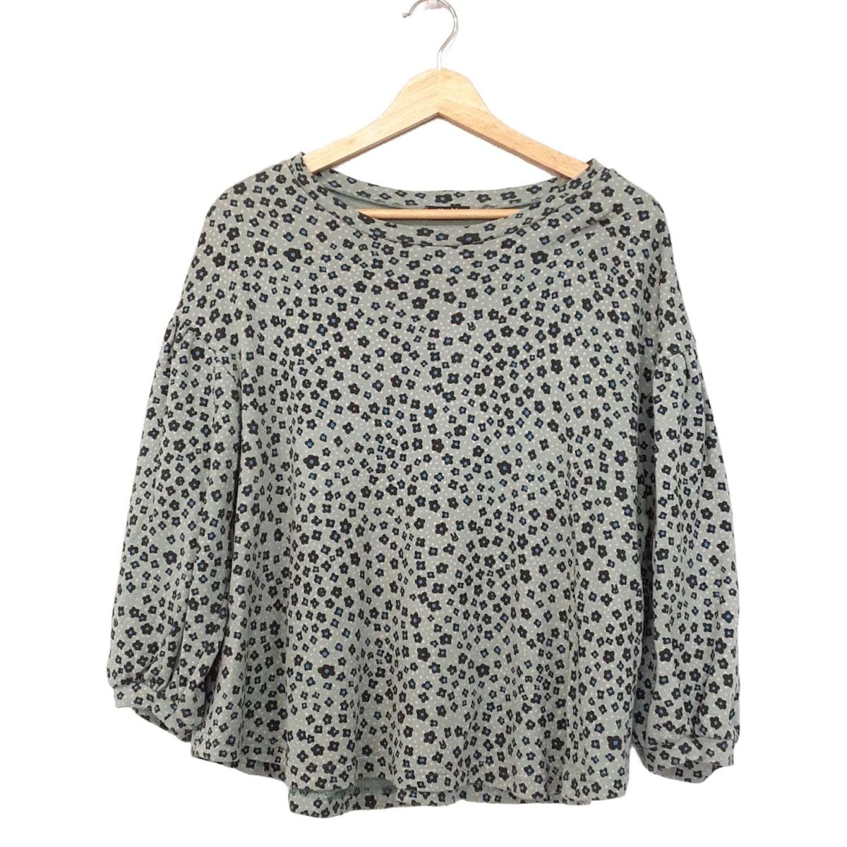 marble SUD マーブルシュッド 七分袖カットソー レディース - グリーン×黒×マルチ クルーネック 花柄