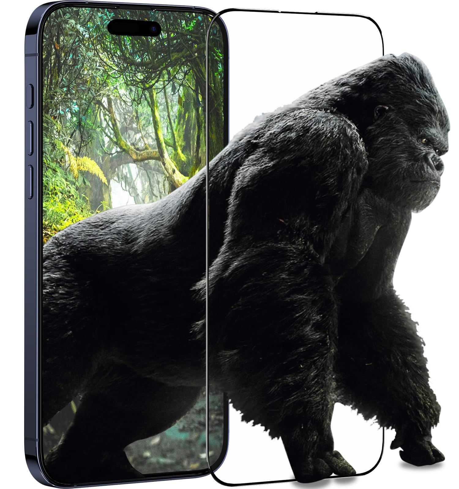【新着商品】Pro 15 Max対応強化ガラスフィルム iPhone 全面保護「硬度9H/圧倒的な耐衝撃性/ガイド枠付き/抗菌/防指紋/気泡ゼロ/高感度タッチ」 【ゴリラガラス・2023アップグレード】memumi