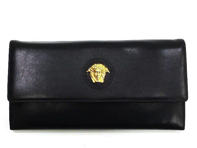 GIANNI VERSACE ヴェルサーチ 長財布 レザー メドゥーサ 黒 ブラック