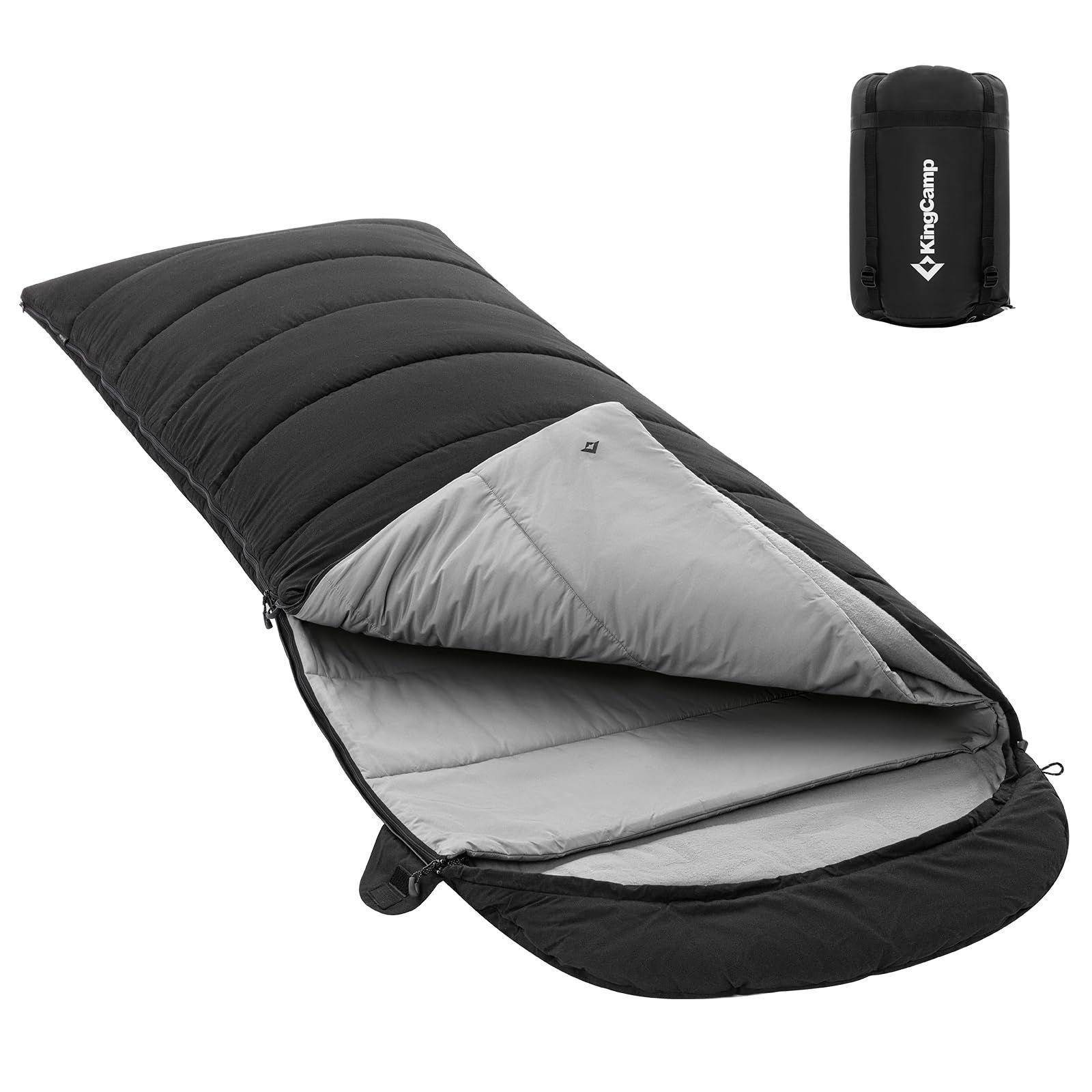 Size:3.4kg KingCamp 寝袋 シュラフ 最新 冬用 封筒型 取り外し 2