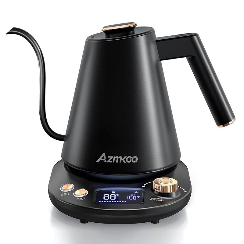 AZMKOO 電気ケトル 温度調節 コーヒーケトル 細口 1.0L 1200W 急速沸騰 静音モード 5℃単位温度設定 40℃~100℃ 保温機能付き  2時間タイマー ℃・?切替 空焚き防止 自動電源オフ ドリップケトル日本語取扱説明書 PSE認証済み 小 - メルカリ