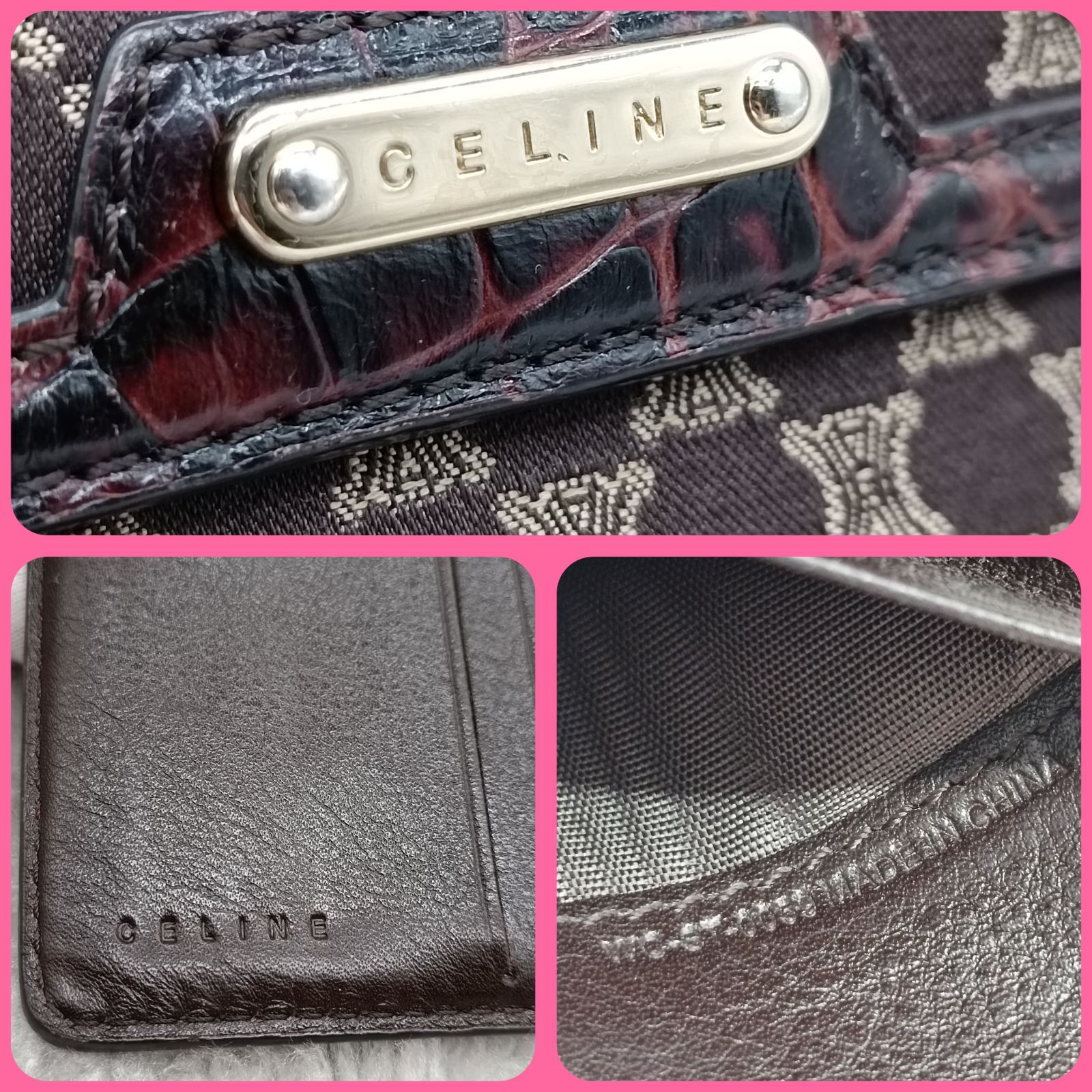 CELINE 》 セリーヌ 折財布 マカダム 総柄 コンパクトウォレット 