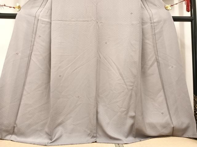 平和屋着物○訪問着 江戸小紋 万筋 紫鼠色×素色 菱 金彩 正絹 逸品