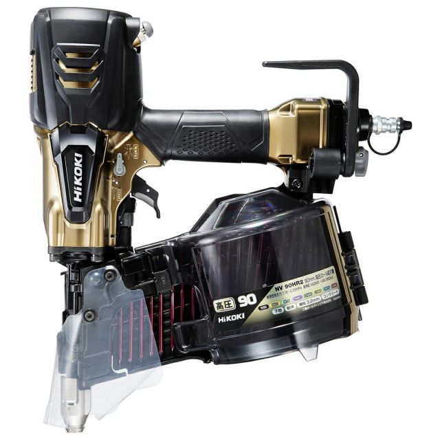 HiKOKI ハイコーキ 旧日立工機 高圧ロール釘打機 パワー切替機構 エアダスタ付 NV90HR2 S 針金90mm シート50mm ハイゴールド ケース付