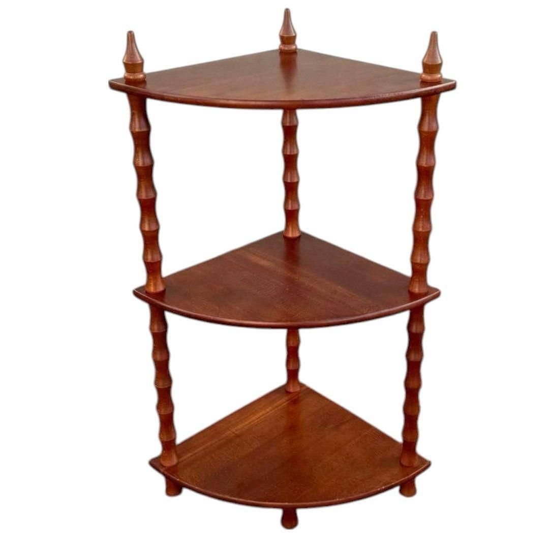 アンティーク コーナーシェルフ 　　　　木製3段 楽天市場】コーナーラック ミニ3段 スリム 木製 コンパクト 棚