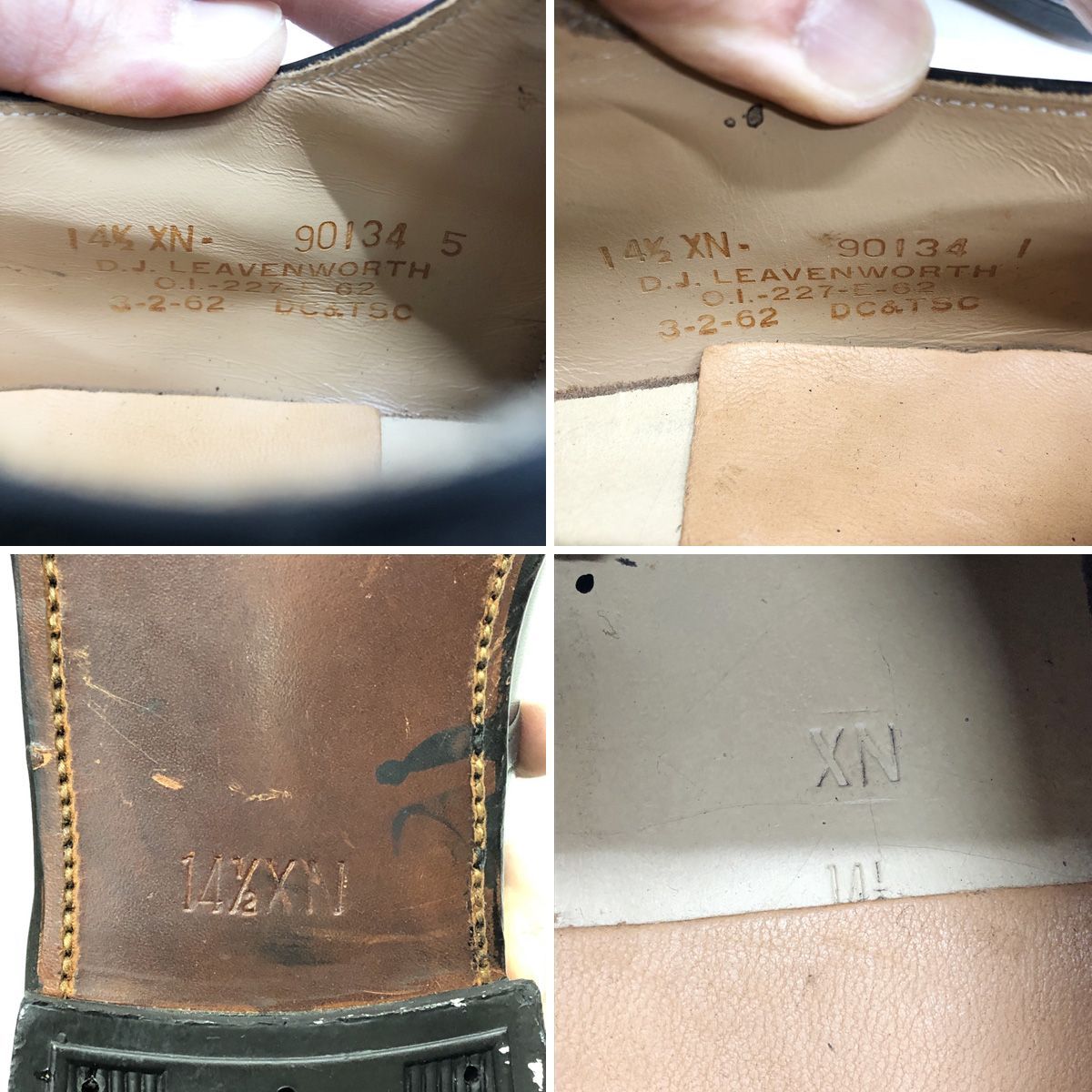 未使用 左右違い サービスシューズ レザーソール 黒 US 14 1/2 XN