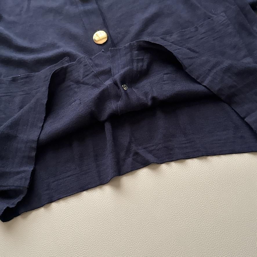 【超希少】イヴサンローラン 金ボタン クルーネックケーブルカーディガン ネイビー イヴサンローラン 国内正規品 金ボタン カーディガン ネイビー M