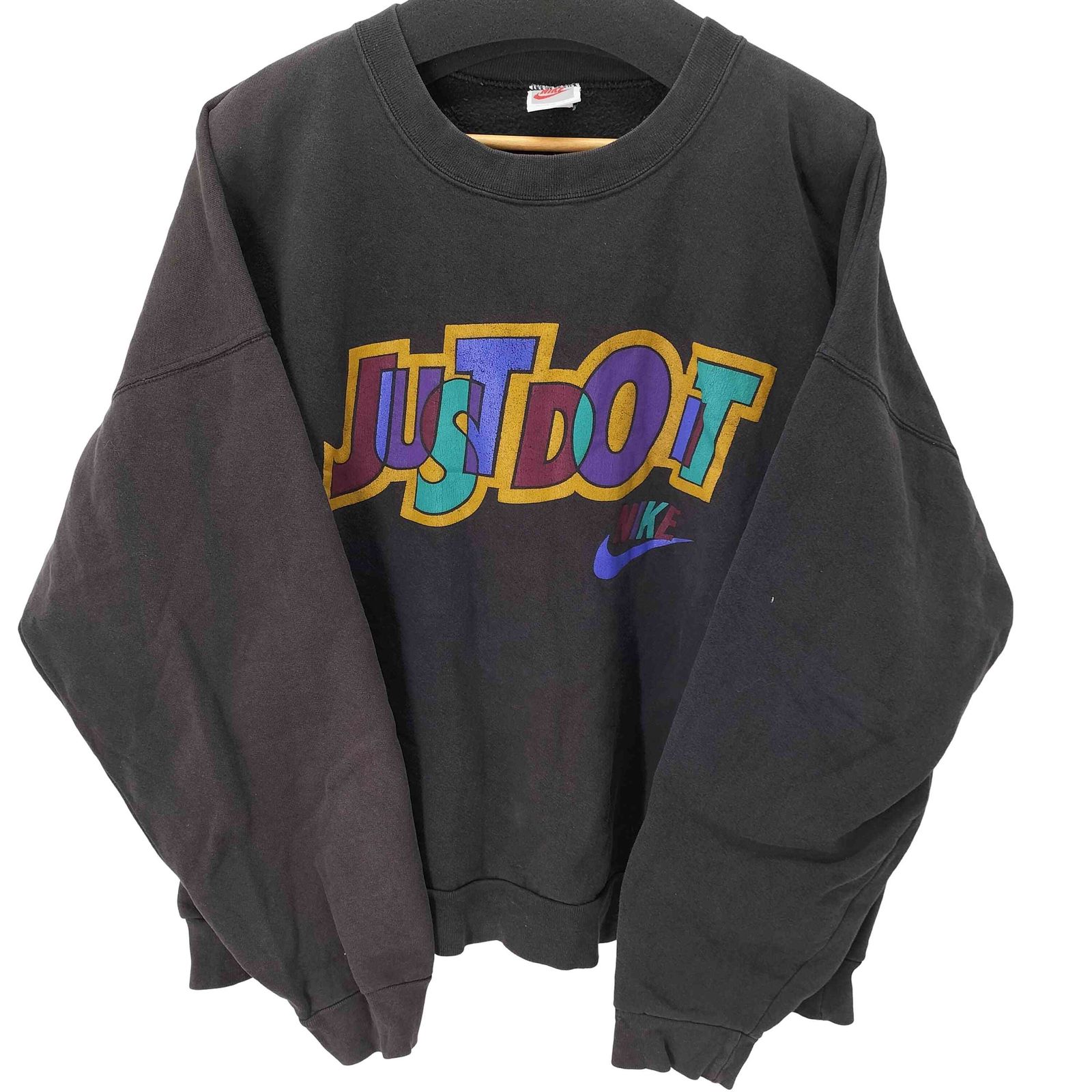 ナイキ NIKE 90S USA製 銀タグ プリントワイドクロップドスウェットプルオーバー メンズ 表記無 