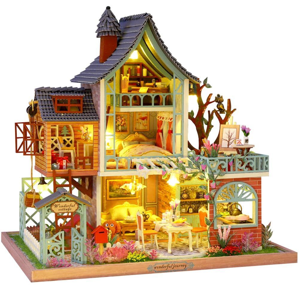 1/24 ドールハウス ミニチュア 手作りキット 英語説明書 森の中の別荘