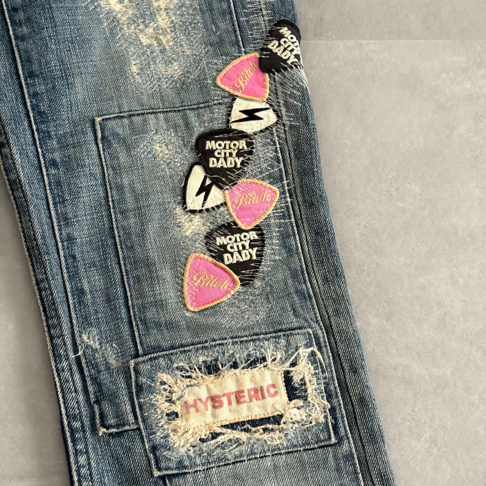 デニムリメイク❤️ワッペンタッセル（長いタイプ） 星と月デニム