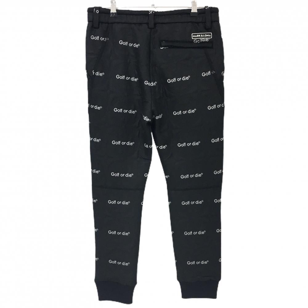 新品】マークアンドロナ ジョガーパンツ 黒×白 スカル総柄織生地  