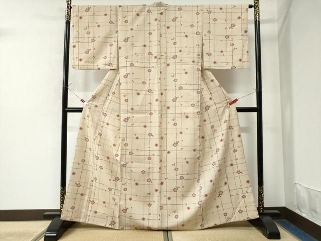 平和屋着物▽小紋　単衣　市松文様　洗える着物　AAAZ1638fy 平和屋着物▽小紋 単衣 市松文様 洗える着物 AAAZ1638fy