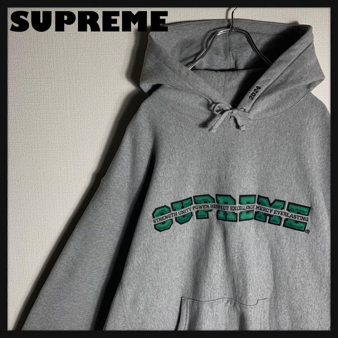 XLサイズ】SUPREME プルオーバーパーカー ビッグロゴ 刺繍
