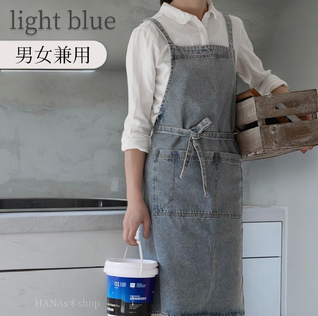 エプロン デニム 青 ブルー メンズ 大人 新品 おしゃれ 軽量 無地 家庭菜園 エプロン デニム かぶるだけ 保育士 大人 おしゃれ 仕事 ワーク