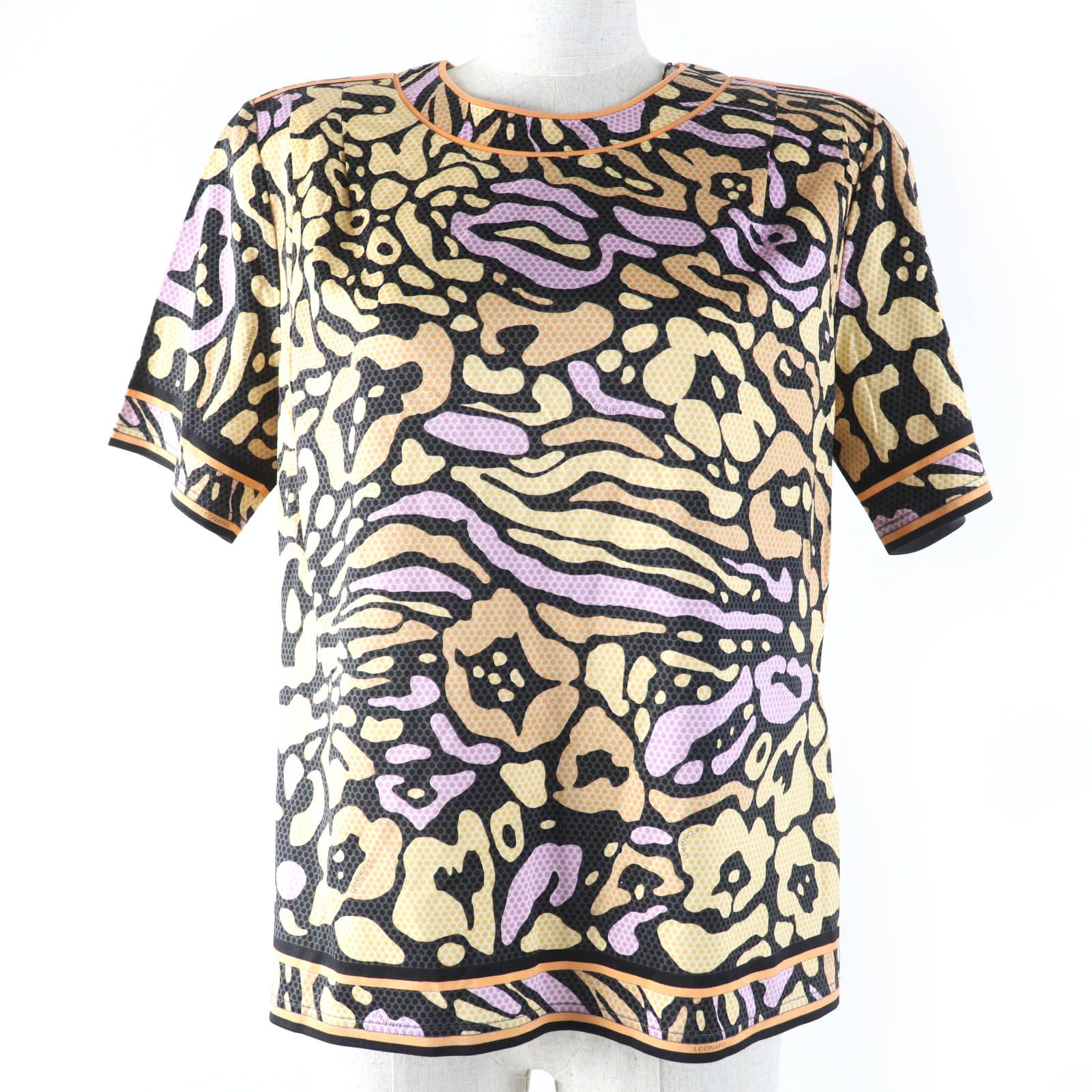 LEONARD FASHION レオナール ファッション コットン100％ 総柄デザイン 半袖 トップス マルチ M レディース 定価50 400円