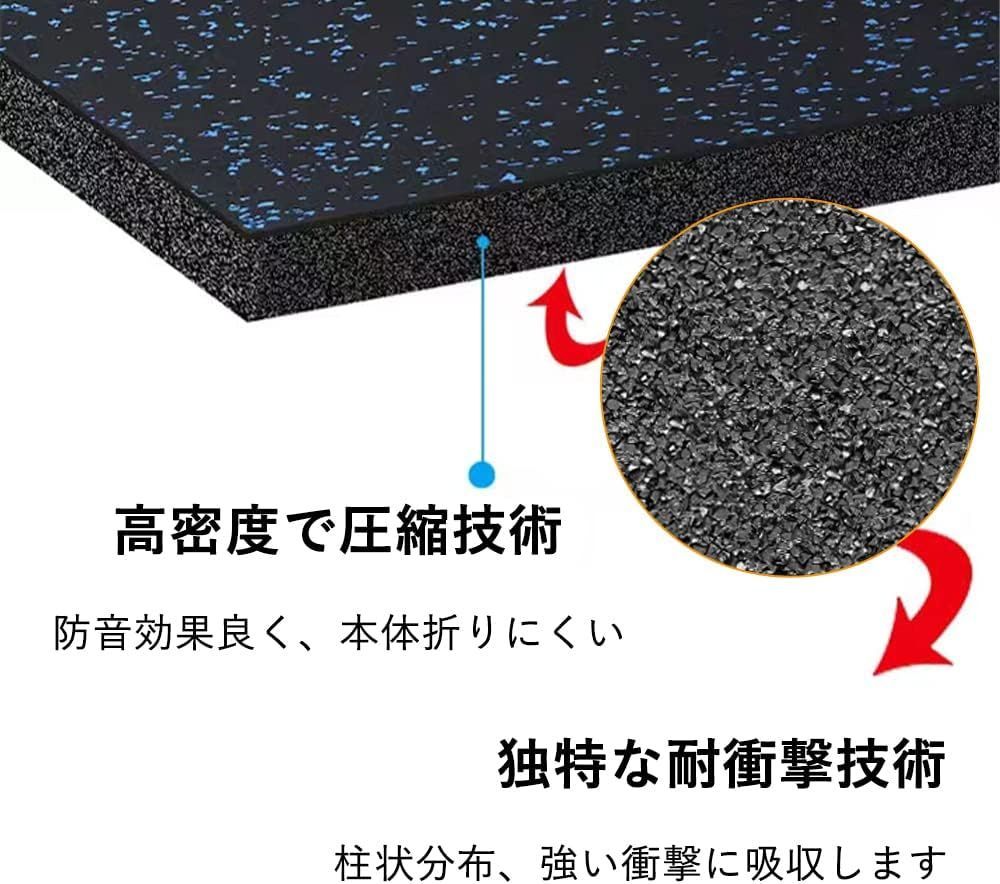 JPMG 15mmジムマット トレーニングマット 防音マット 50x50cm ゴムマット チップマット ジム用マット 衝撃吸収 防音 防振 高硬度  高密度 ジム ゴム フロアマット (4枚セット) - メルカリ