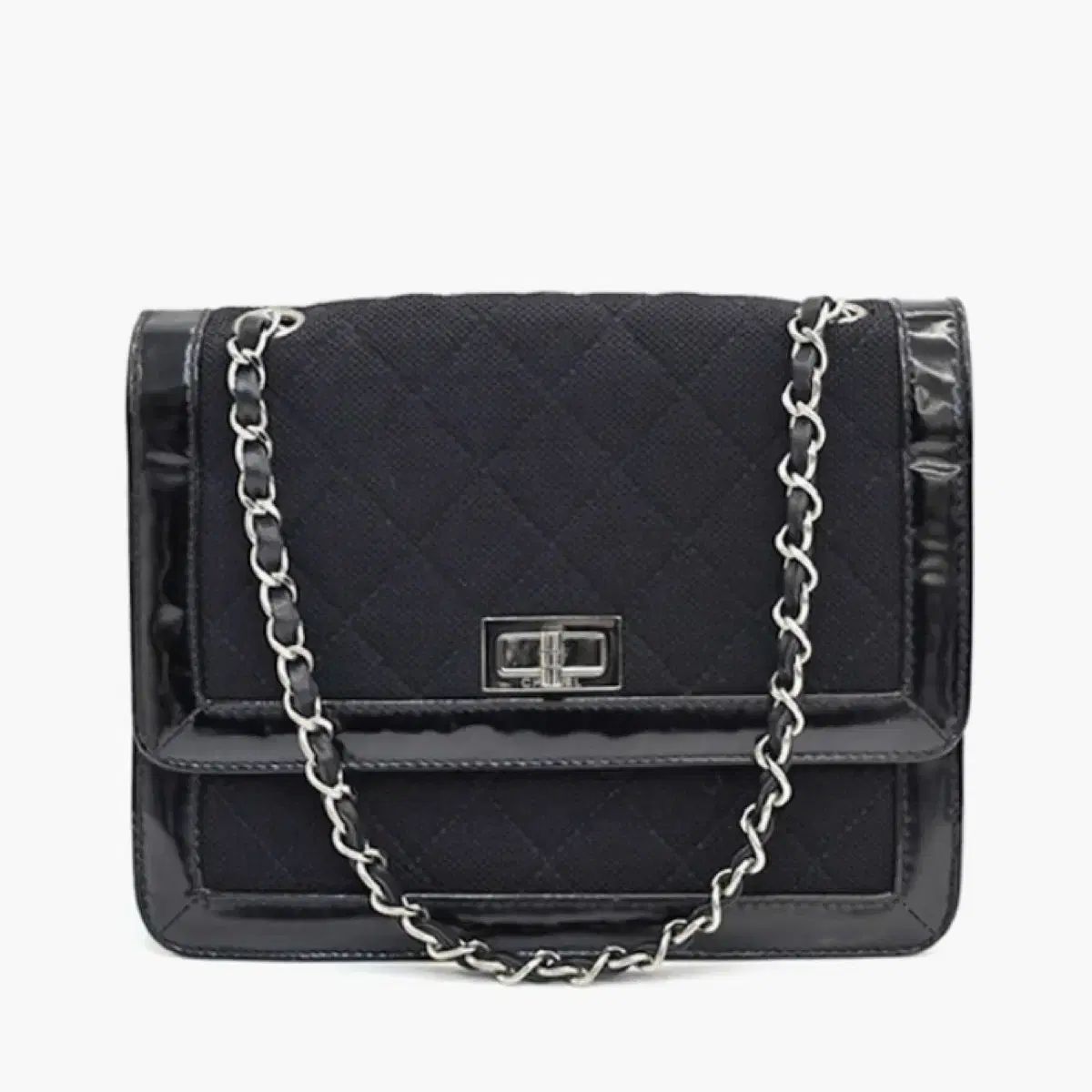 Chanel シャネル ブラック ファブリック 2 55 ショルダーバッグ