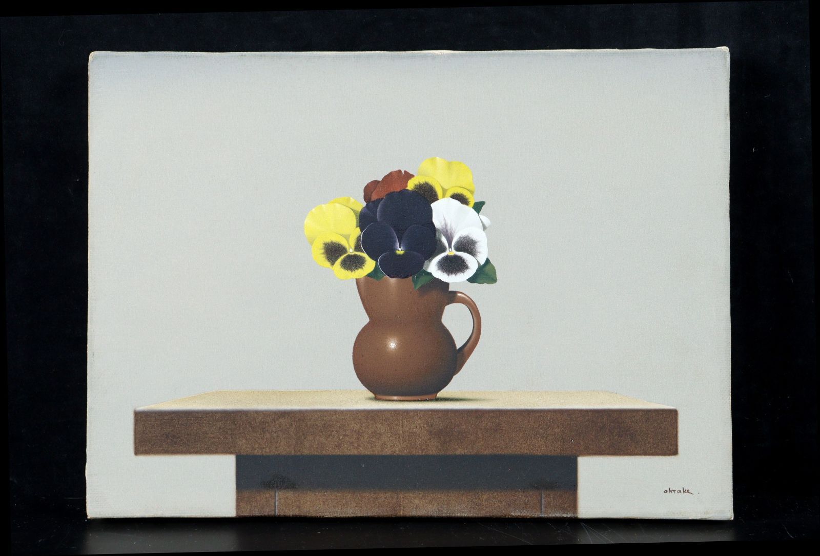 中西利雄 薔薇 油彩 薔薇 ばら バラ 古い油絵 キャンバス 額装品 中西