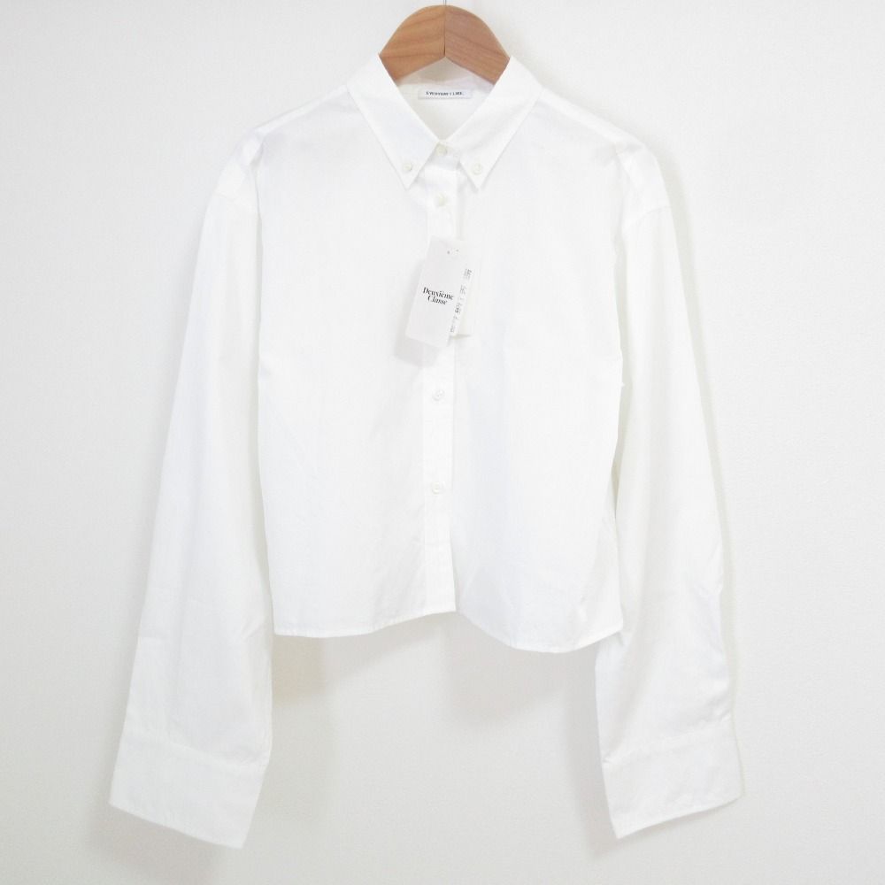 EVERYDAY I LIKE.◆長袖シャツ/--/コットン/BLU/ストライプ/Cropped BD シャツ/23ss シャツ レディース トップス 長袖 ストライプ ブラウス