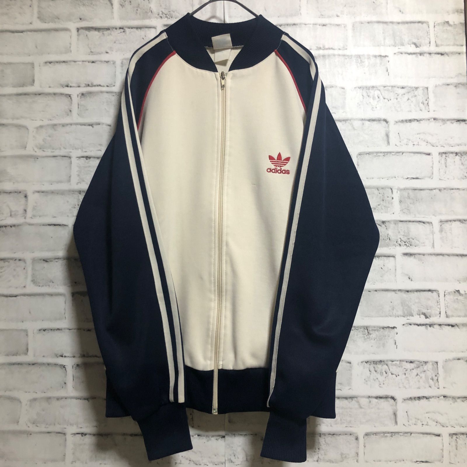 【美品】80s vintage トラックジャケット ラグラン　茶　ベージュ　M オールド アディダス ジャージ トラックジャケット 80s ベージュ