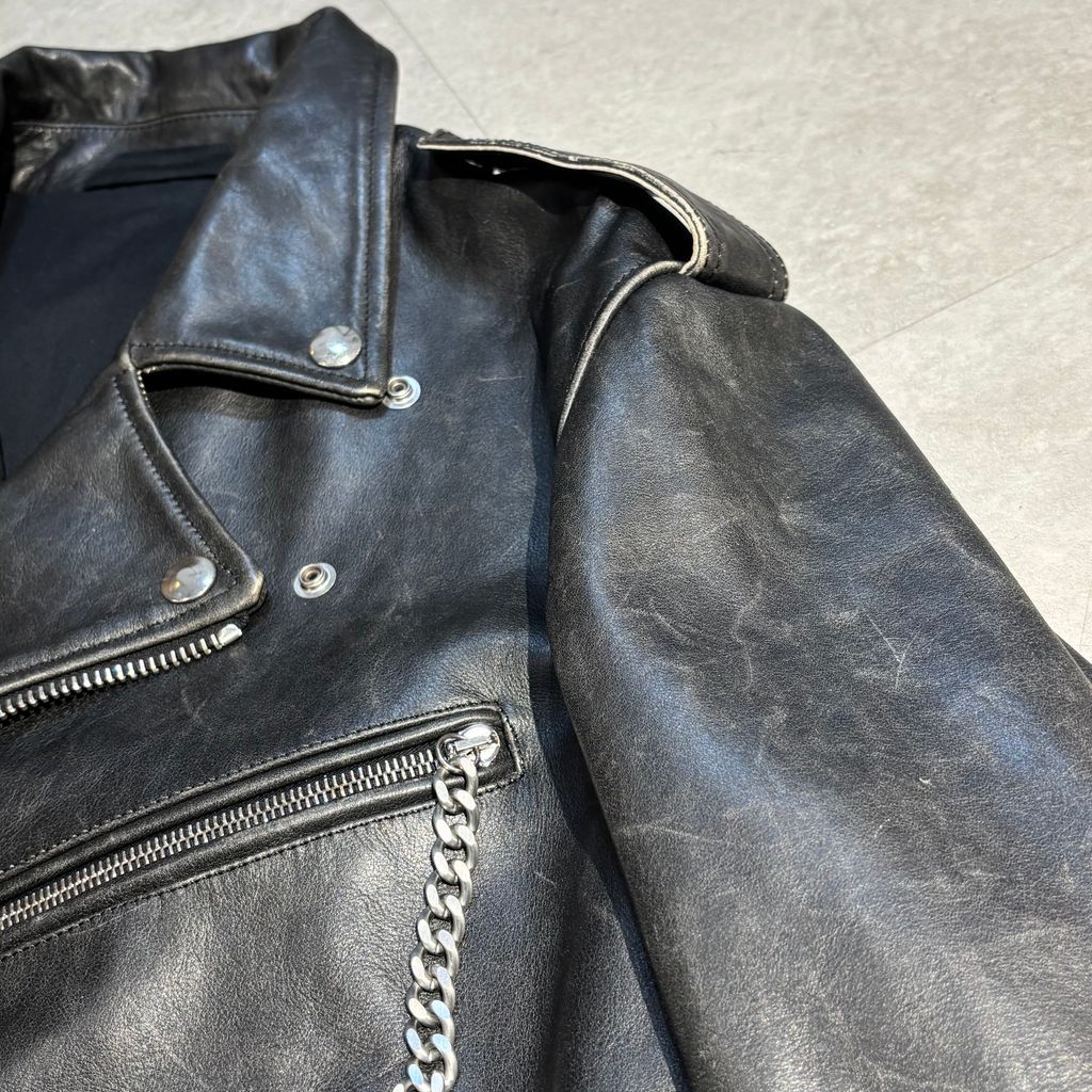 楽一　大幅値下げ‼️ラフシモンズライダース美品‼️ RAF SIMONS ラフシモンズ ショートダブルライダースジャケット