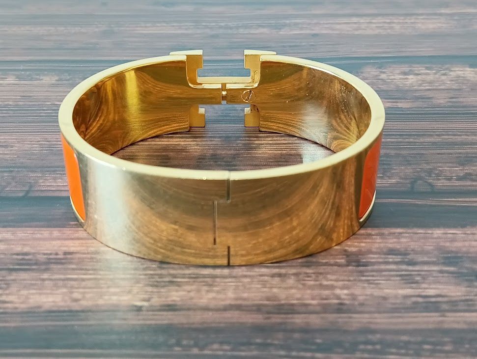 HERMES オレンジ Hバングル