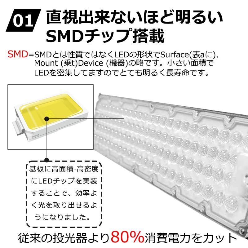 超爆光 昼光色6000K LED投光器 300W 3000W相当 60000LM 昼光色6000K LED 投光器 300W IP65防水 - 1