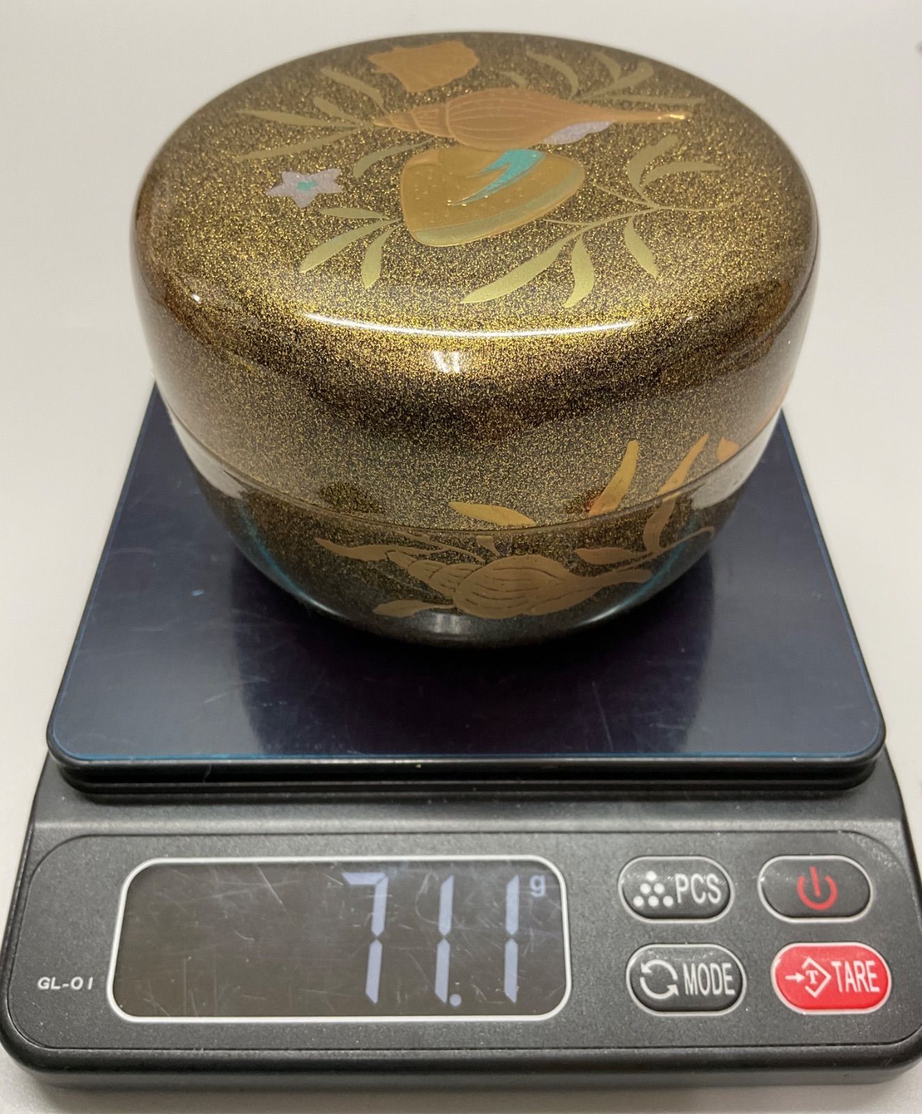 S13 平棗 棗 海松貝蒔絵 蒔絵 梨子地 東雲 茶道具 重さ 71.1g