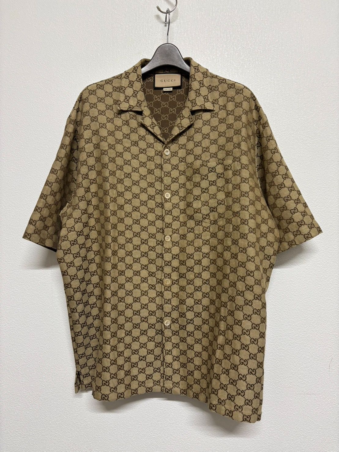 GUCCI グッチ リネン ブレンド キャンバス セットアップ 半袖 シャツ ハーフパンツ ショート パンツ ハーパン 50サイズ 54サイズ