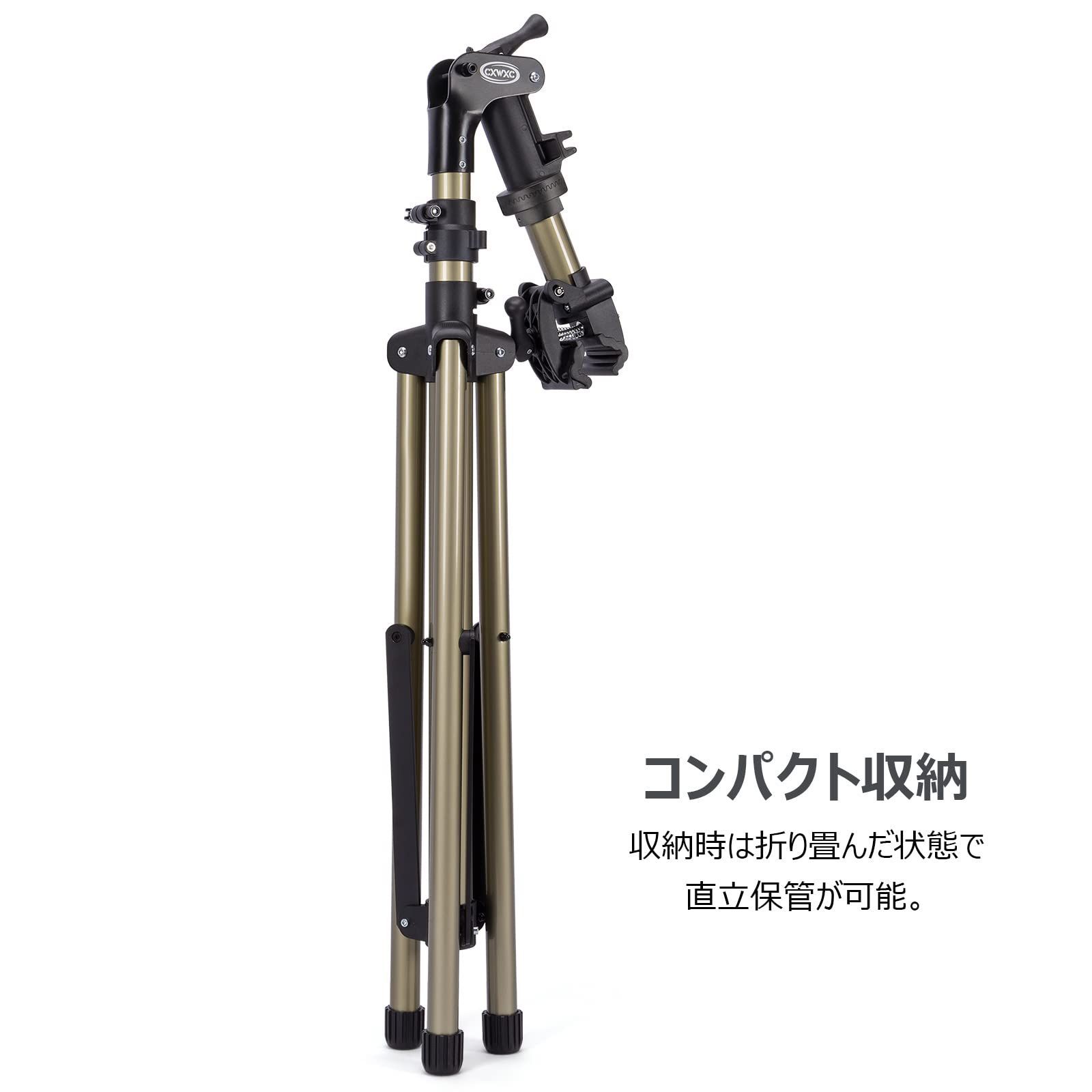 数量 アルミ製 折りたたみ ワークスタンド ロードバイク 耐荷重30kg 洗車及び整備 角度 高さ調整 スタンド 三脚 ママチャリ クロスバイクなど用 メンテナンススタンド 作業スタンド 自転車 工具トレー ハンドル支えバー付き TQXL-21-A C