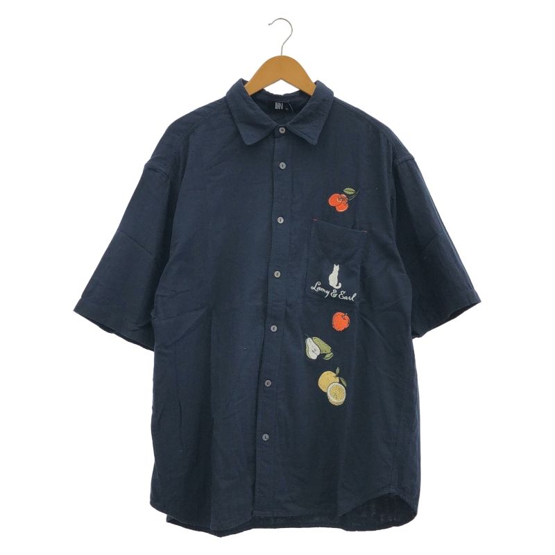 LIN ラミとアール 美味しいジャムを作ろう 半袖 ボタンダウンシャツ XL ネイビー りん 10