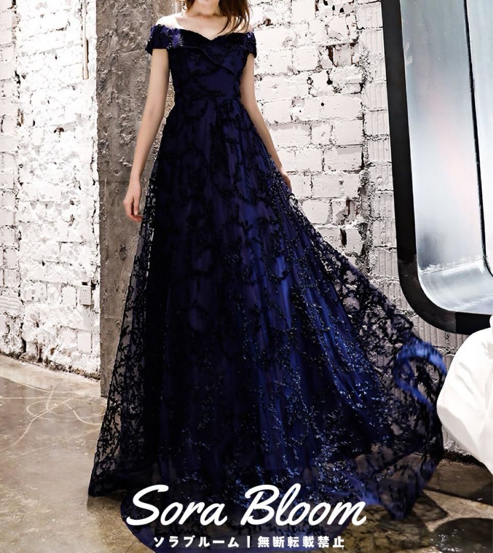 シンプルオシャレなオフショル イブニングドレス?.?