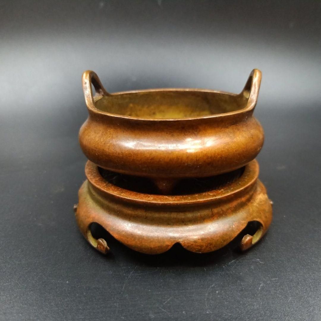 銅器 仏教 両耳塔の炉 香炉古美術 コレクション品 銅製 工芸品 彫刻