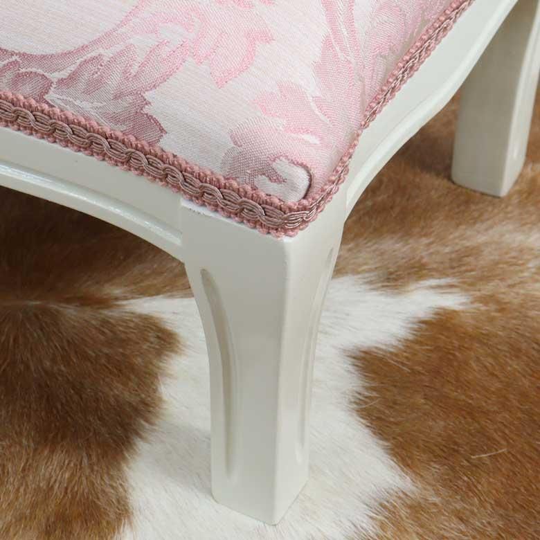 イタリア 猫脚 補助椅子 玄関用 フットスツール ピンク⁄COP 完成