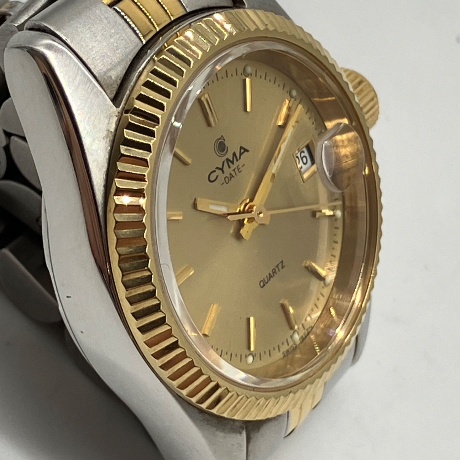 U993【お買い得】CYMA 腕時計 DATE QUARTZ - メルカリ