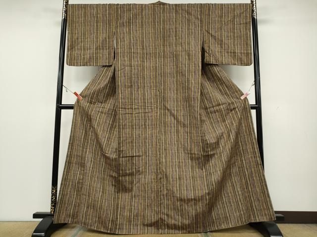 平和屋着物 上質な紬 縞 正絹 CAAY4861ut