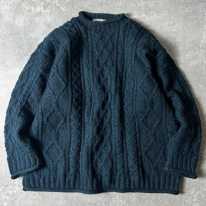 アイルランド製 aran crafts ロールネック ウール フィッシャーマン 