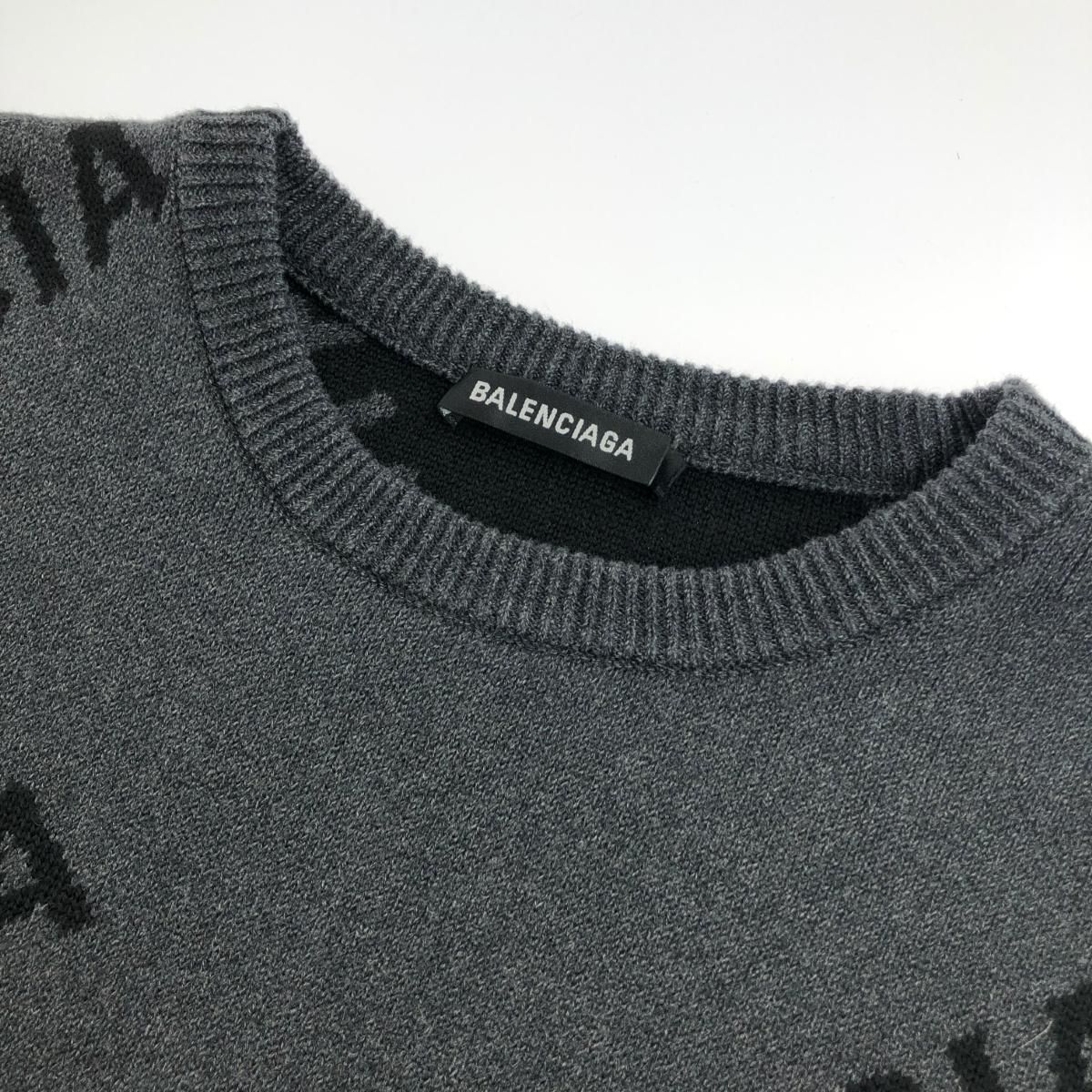 BALENCIAGA バレンシアガ 長袖ニット サイズ:S グレー コットンウール 