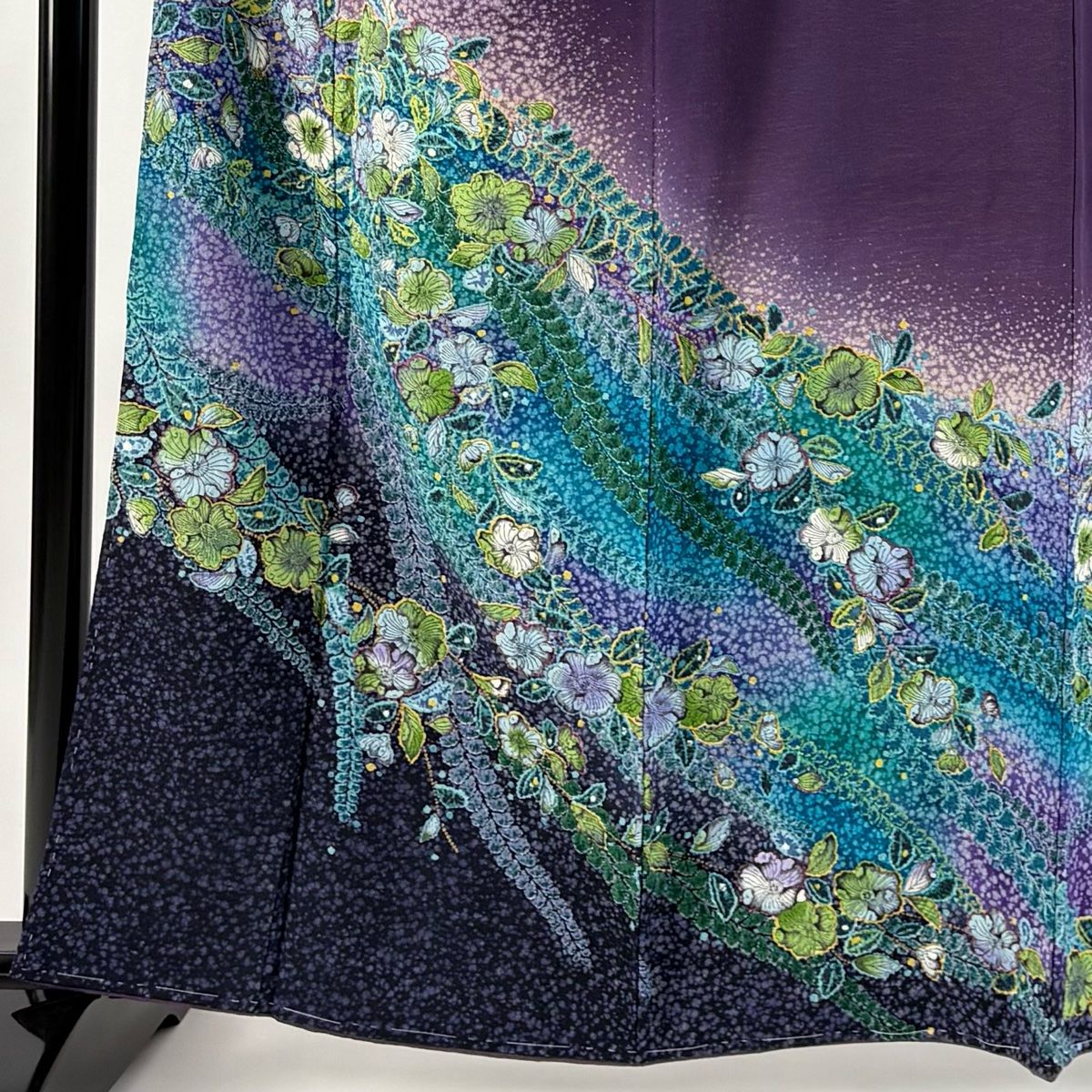 訪問着 身丈161cm 裄丈66cm M 袷 落款 辻が花柄 金彩 ぼかし 紫 正絹