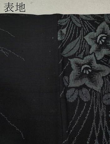 平和屋着物＊夏物 紗紬 草花文 黒地 正絹 逸品 CAAW2881ut 