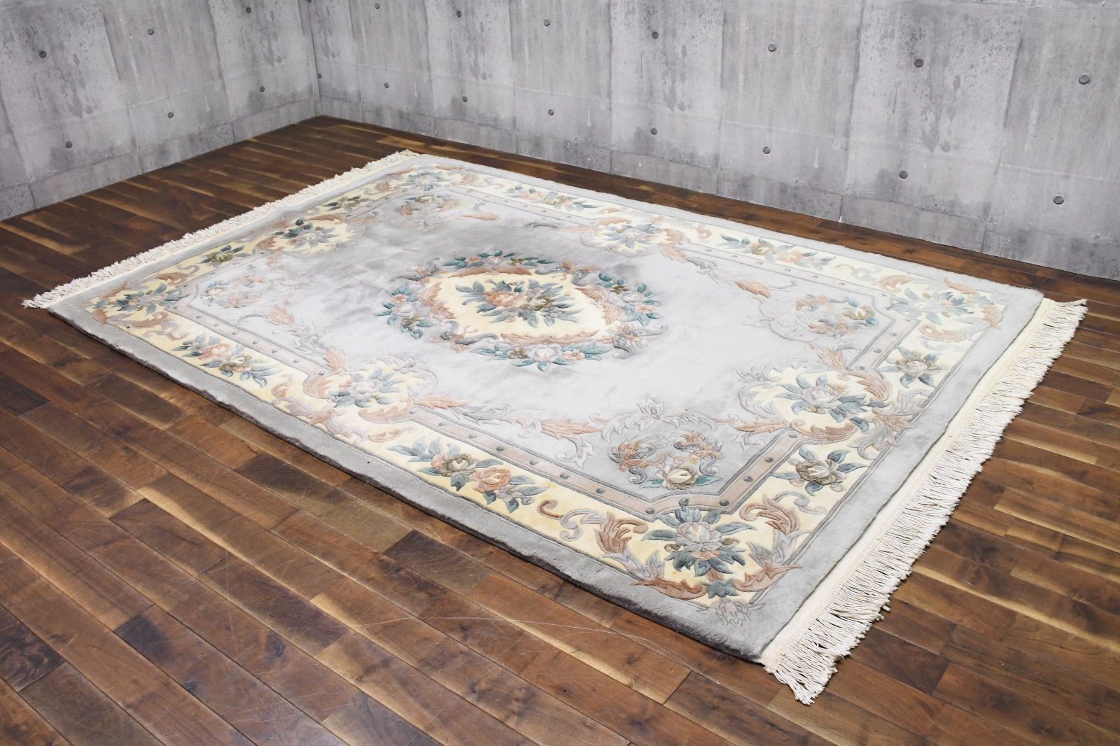 EJK27 最 中国緞通 ウール 250×170cm 大判 絨毯 カーペット 段通 中国美術 伝統工芸 敷物 ラグカーペット 検 アンティーク 美術品