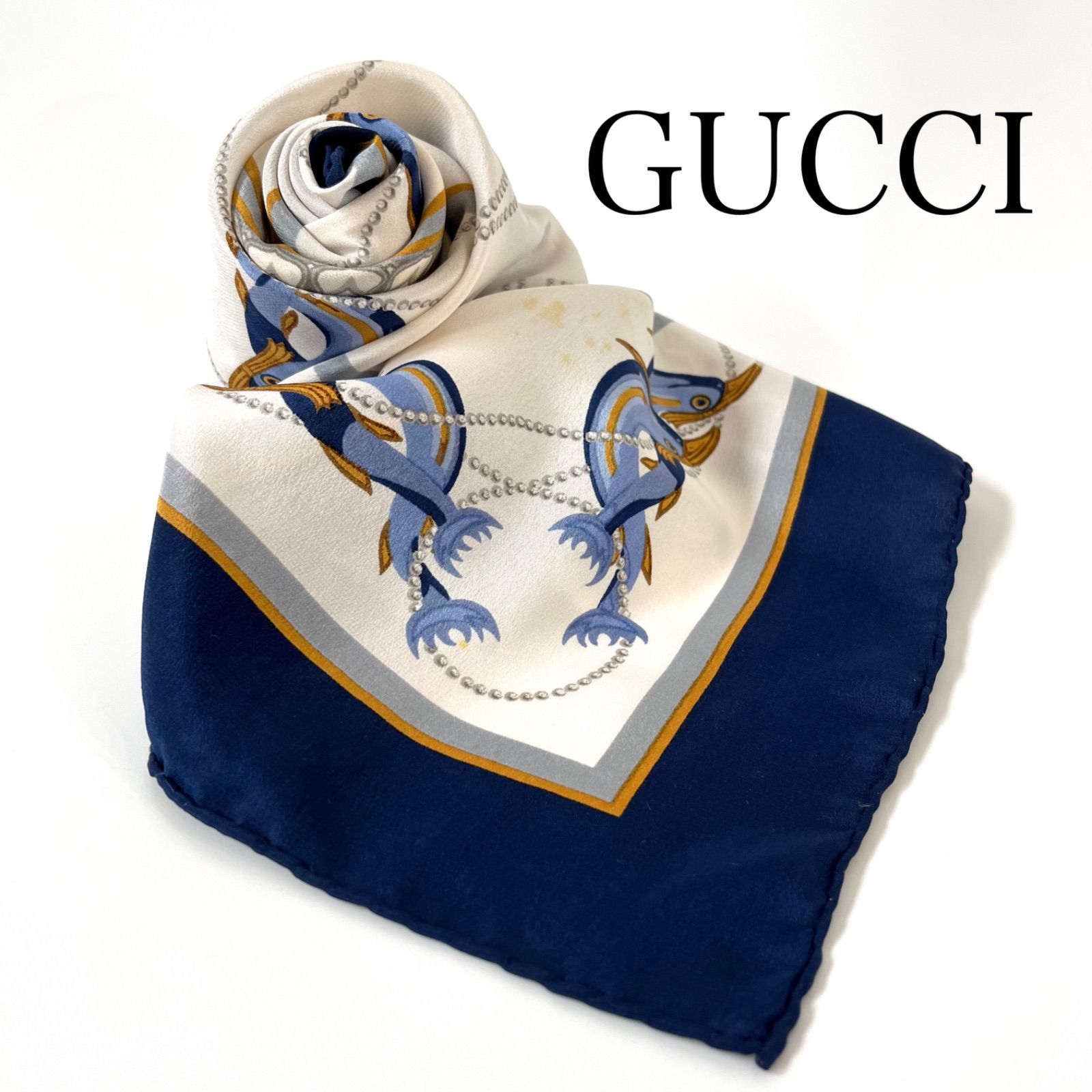 GUCCI Diamond Scarf Silk ストール RED