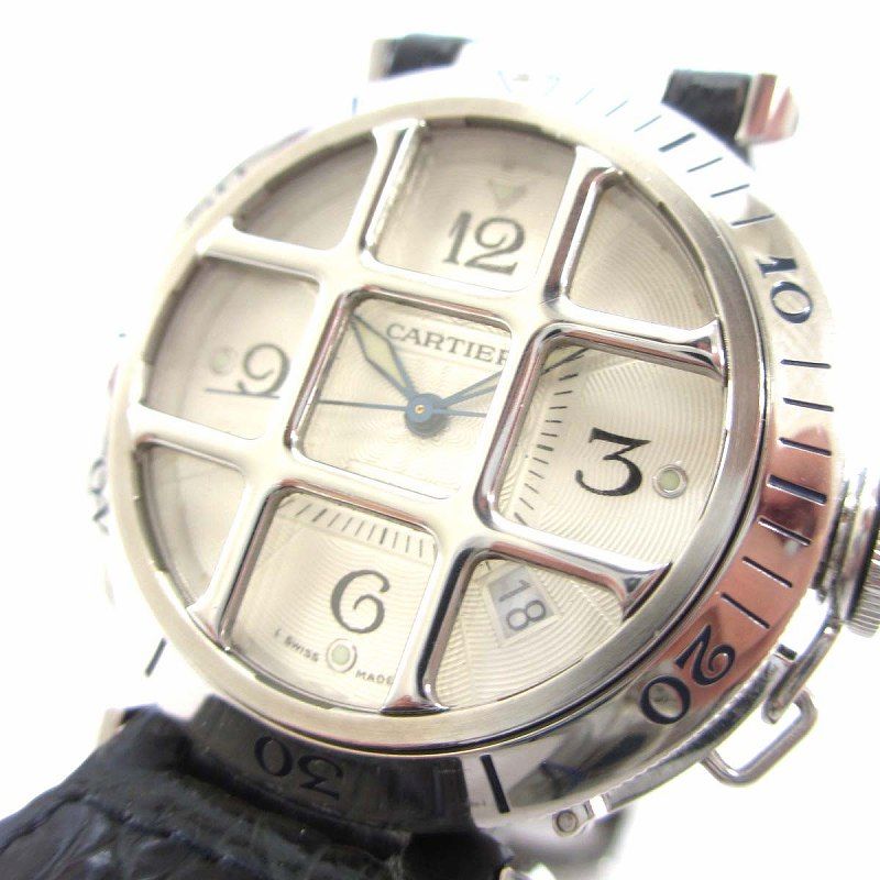 カルティエ Cartier パシャ38mm グリッド W3104055 腕時計 アナログ 自動巻き 白文字盤 シルバー ☆AA☆ - メルカリ